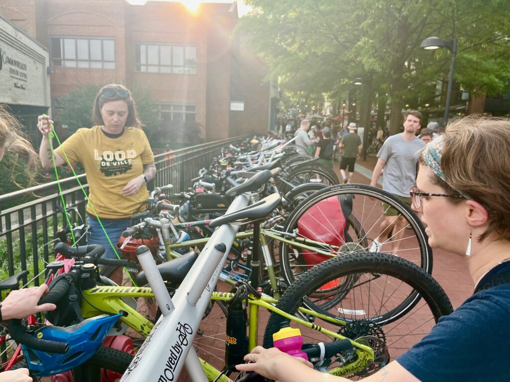 dozens of bikes in a row