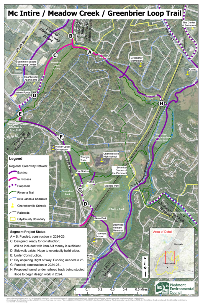 Proposed Five Mile greenway loop in the heart of Charlottesville