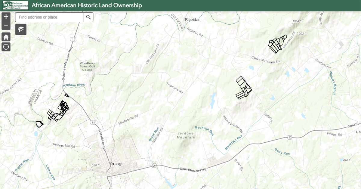 screenshot map of historic african american land ownership