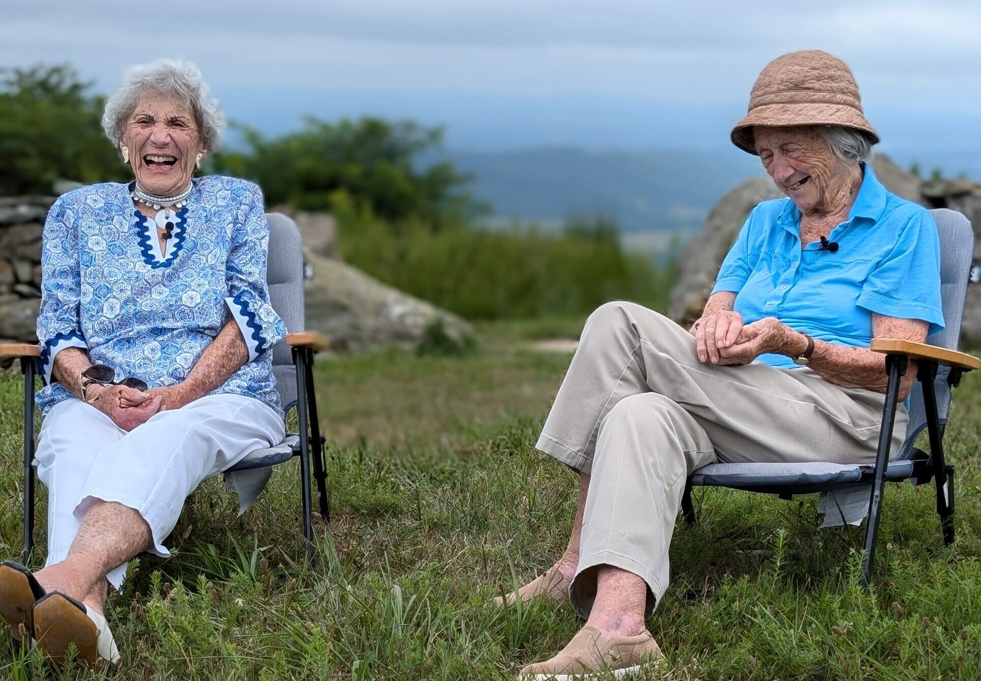 Two women laughing